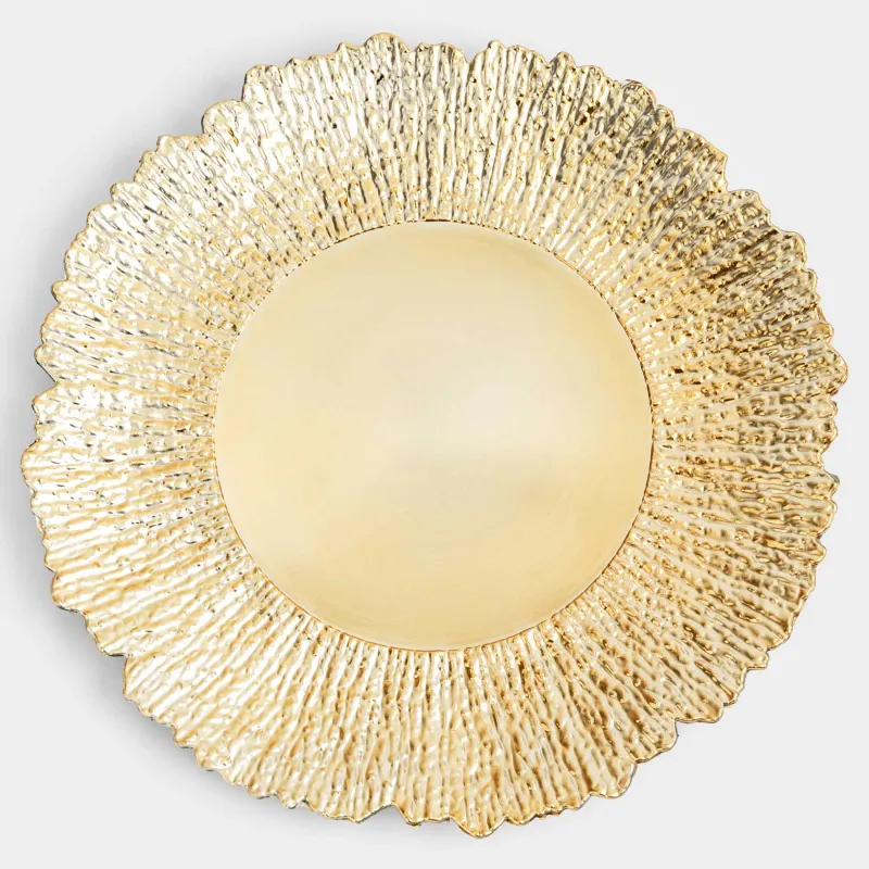 Сервистік тәрелке, 33 см, пластик, алтын, Мұз, plastic ice