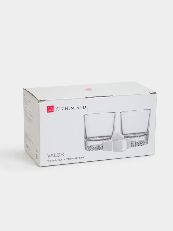 Набор для виски, 6 предметов, стаканы/кубики, Valor, image-7