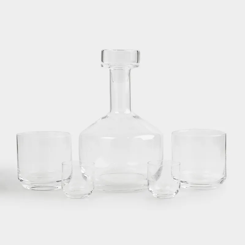 Сусындарға арналған жиынтық, 2 адам, 5 зат, графин/стақандар/дестелер, шыны, Clear
