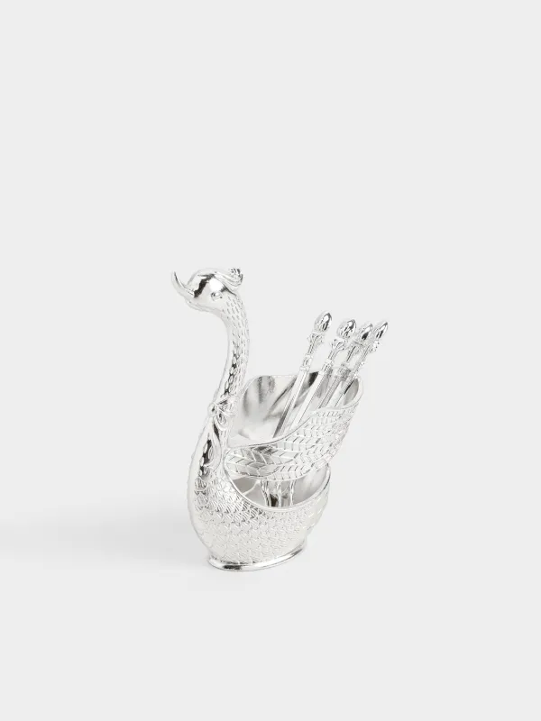 Ложка десертная, 12 см, 4 шт, в подставке, сталь, Лебедь, Swan, image-5