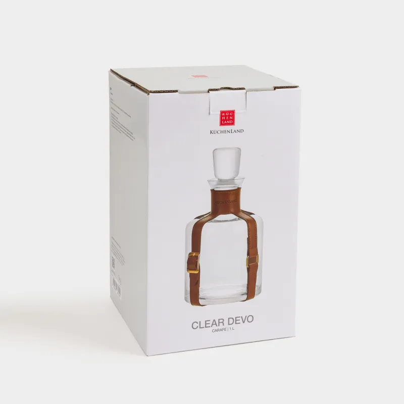 Графин, 1,1 л, шыны/жасанды былғары, Clear devo, image-3