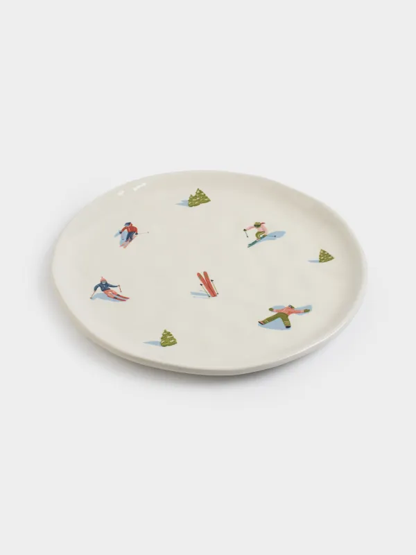 Ыдыс, 24 см, керамика, ақ, Шаңғышылар, Skiers, image-1