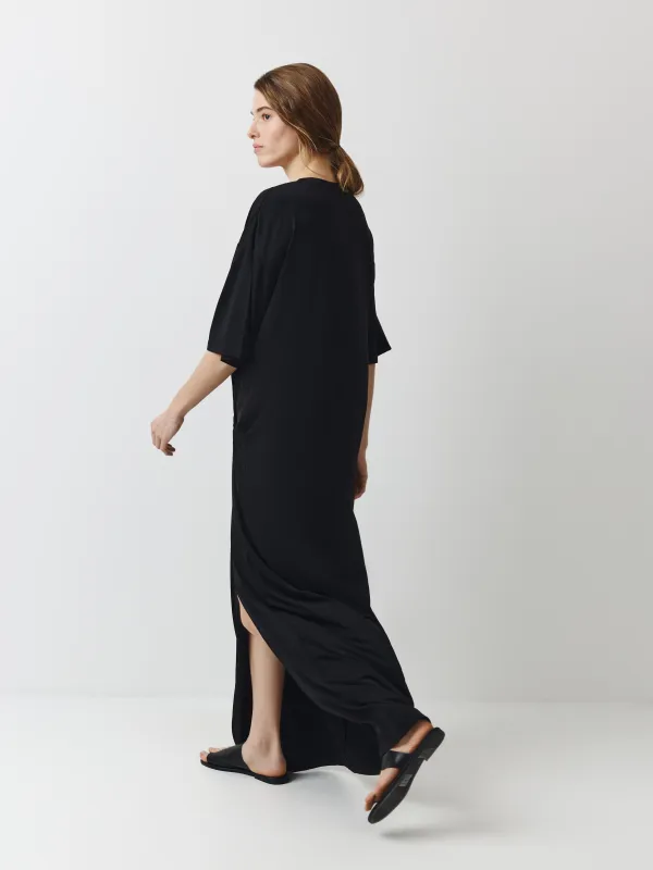 Әйелдер көйлегі, миди, өлшемі XS-S, қысқа жеңді, полиэстер/эластан, қара, Gill, image-3