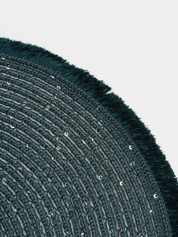 Аспаптарға арналған майлық, 38 см, шашақтары мен пайеткалары бар, полиэстер, дөңгелек, жасыл, Rotary shine, image-4