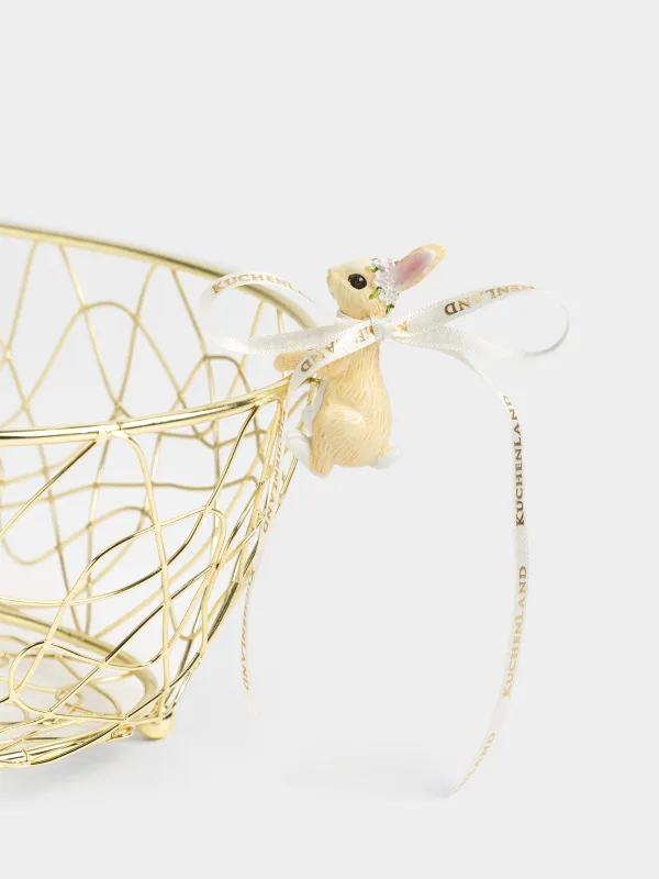 Корзина для фруктов, 25х18 см, металл/полирезин, золотистая, Кролик, Twist gold, image-2