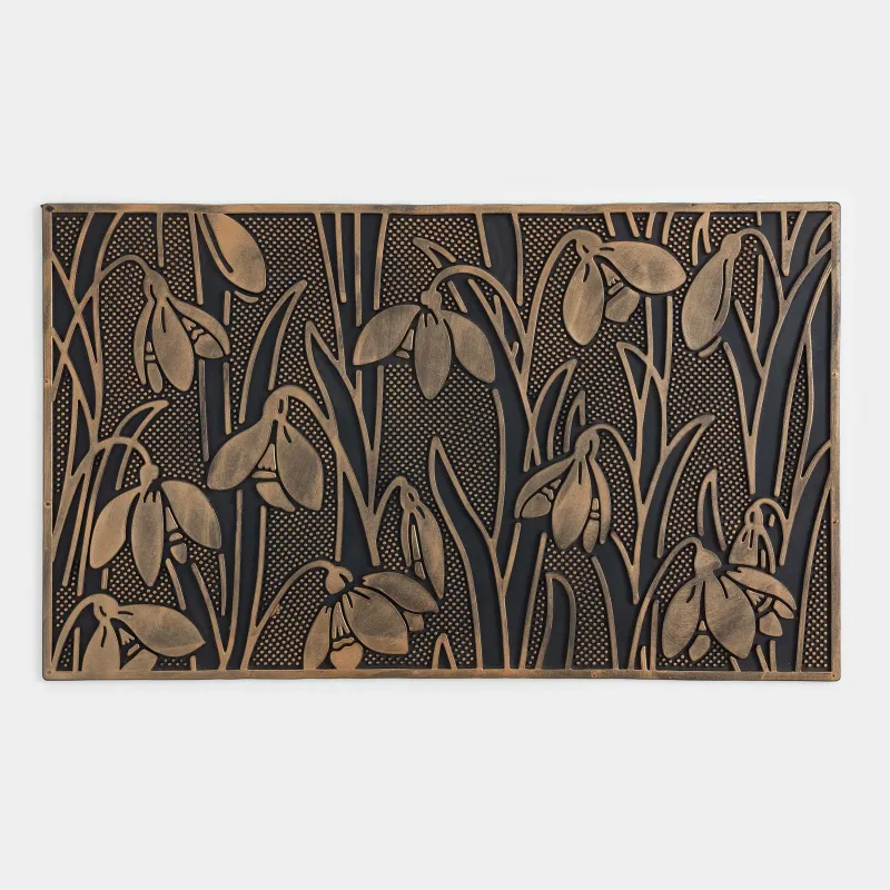 Есік төсеніші, 45х75 см, резеңке, қара және қола, Қар бүршіктері, Home deco