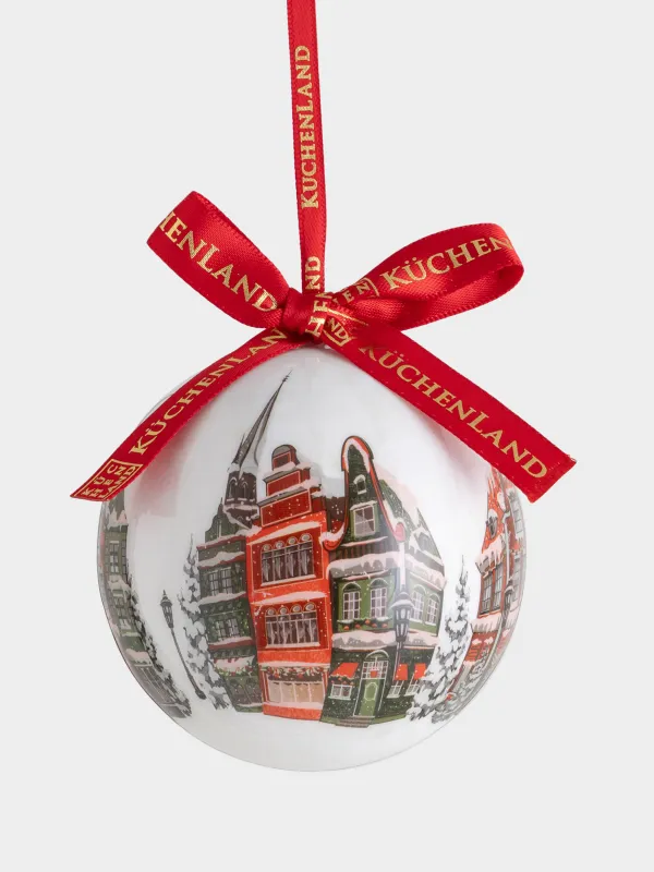 Игрушка елочная, 7 см, пенопласт, Шар, Дома, Ball print, image-0