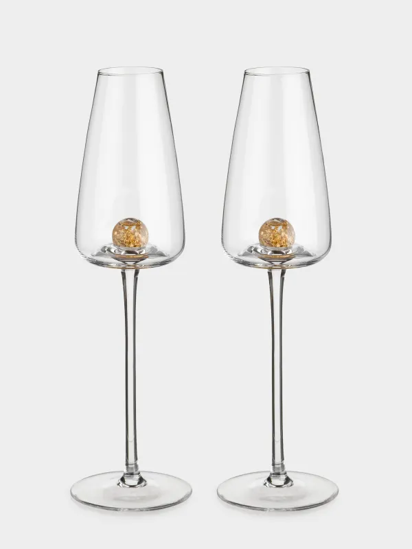 Бокал для шампанского, 270 мл, 2 шт, кристальное стекло, Янтарный шар, Sorento globular, image-0