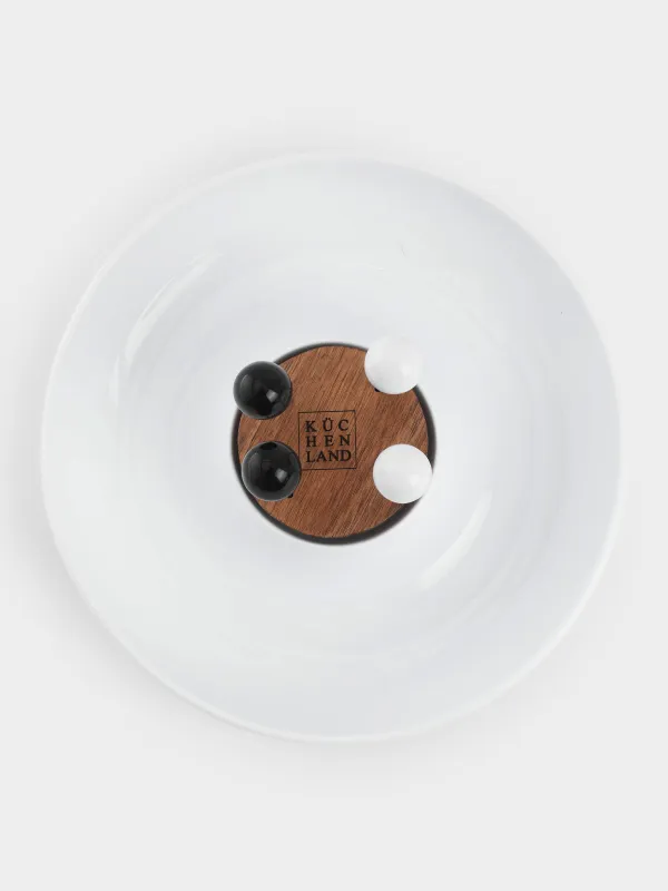 Блюдо для закусок, 23 см, со шпажками, фарфор P/дерево, бело/черное, B&W, image-2