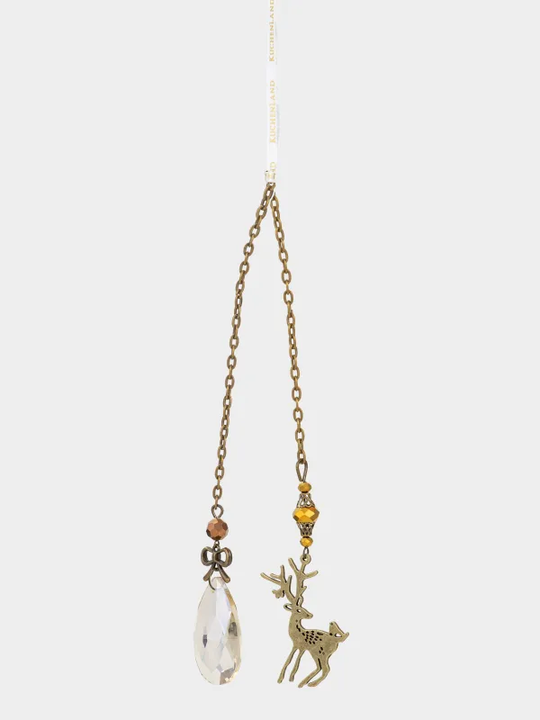 Шырша ойыншығы, 48 см, шыны/металл, Кристалы бар бұғы, Figure crystal, image-0