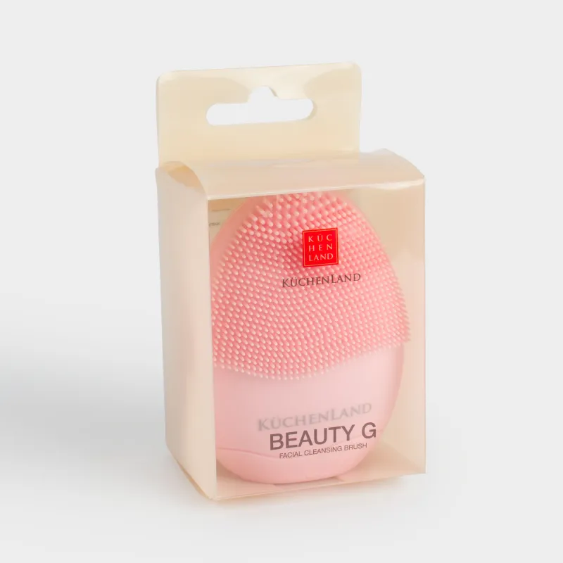 Щетка для очищения лица, 8 см, массажная, искусственное волокно/силикон, розовая, Beauty G, image-3