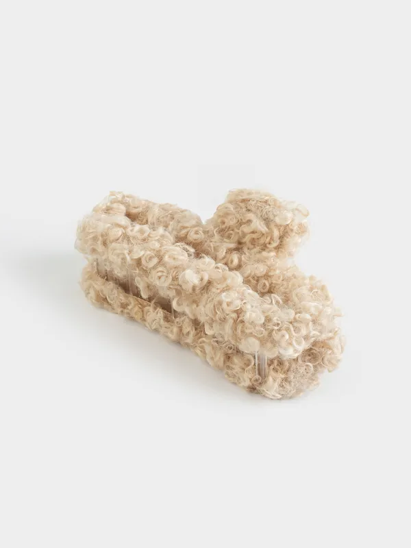 Заколка для волос, 13 см, искусственный мех, бежевая, Крабик, Plush, image-2