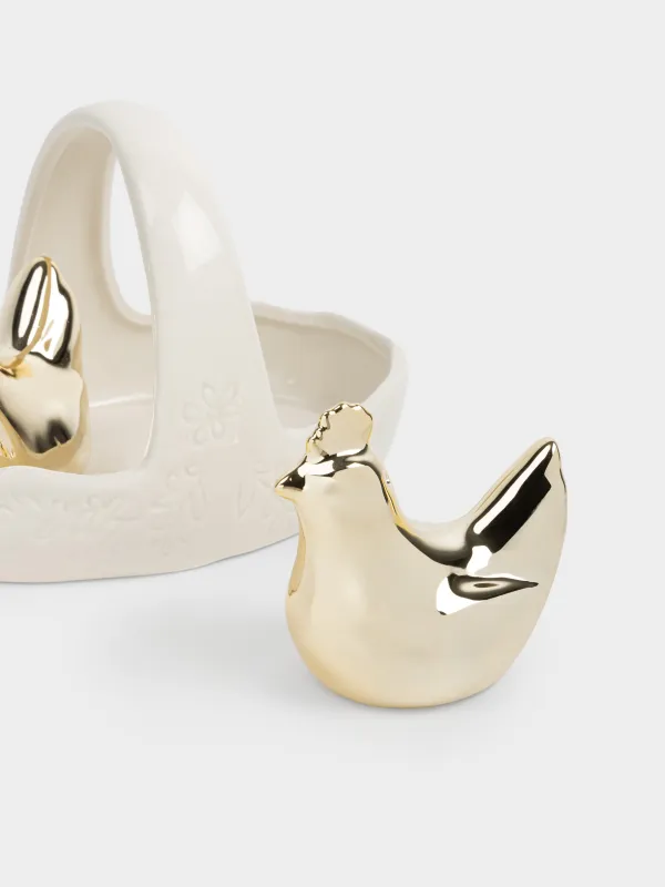 Набор для соли и перца, 7 см, на подставке, керамика D, молочно-золотистый, Rustic Easter, image-1