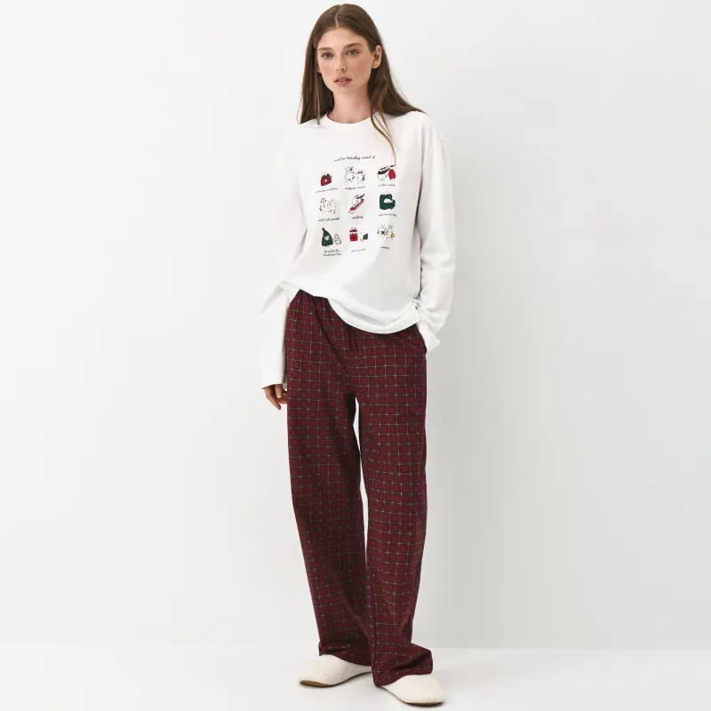 Әйелдер шалбары, үйге арналған, өлшемі L, мақта/вискоза, қою қызыл, Тор, Lani