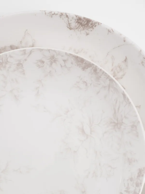 Сервиз обеденный, 6 перс, 18 пр, фарфор P, белый, Бежевые цветы, Maleo, image-3