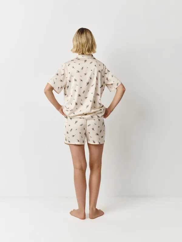 Әйелдер шорттары, үйге арналған, өлшемі L, полиэстер, сүт түстес, Гүлдер, Roktania, image-3