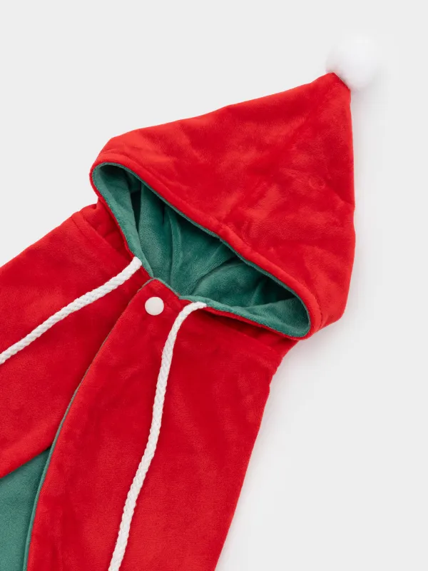 Жануарларға арналған костюм, 30 см, өлшемі S/M, карнавалдық, полиэстер, қызыл, Аяз ата, Christmas pet, image-1