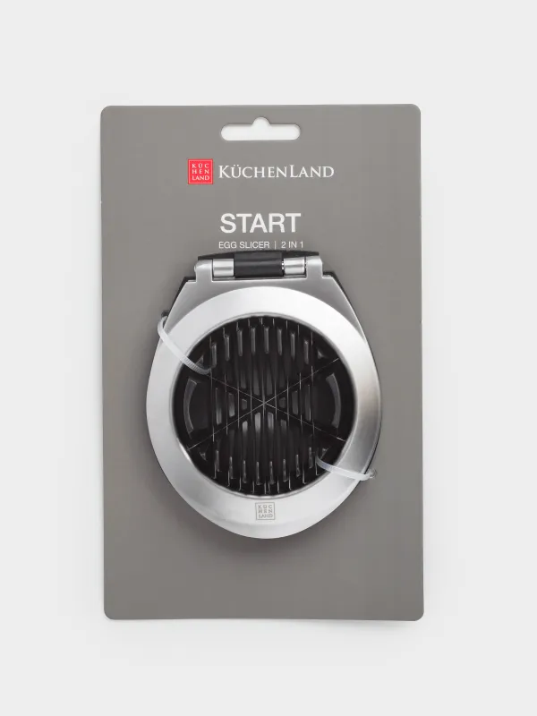 Жұмыртқа кескіш, 11 см, 2-і 1-де, металл/пластик, күміс-қара, Start, image-8