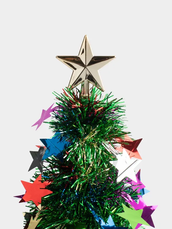 Шырша жасанды, 30 см, шырша жылтырағы/пластик, жасыл, Жұлдыздар, Tinsel christmas, image-1