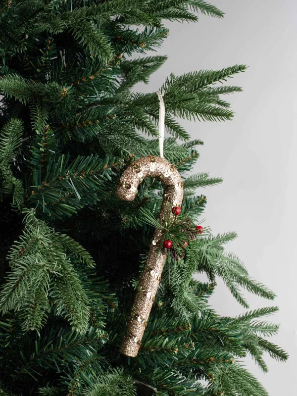 Игрушка елочная, 20 см, пенопласт/пластик, шампань, Трость леденец, Figure sparkle, image-4