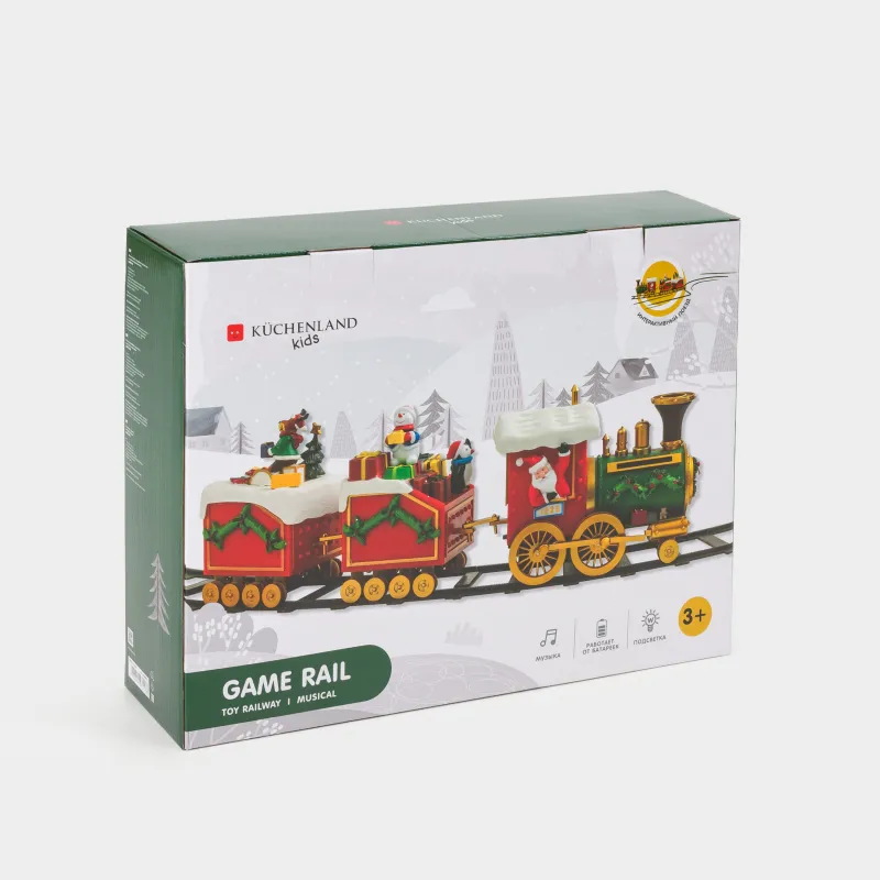 Ойыншық теміржол, М, музыкалық, жарықтандырылған, Қызыл пойыз, Game rail, image-6