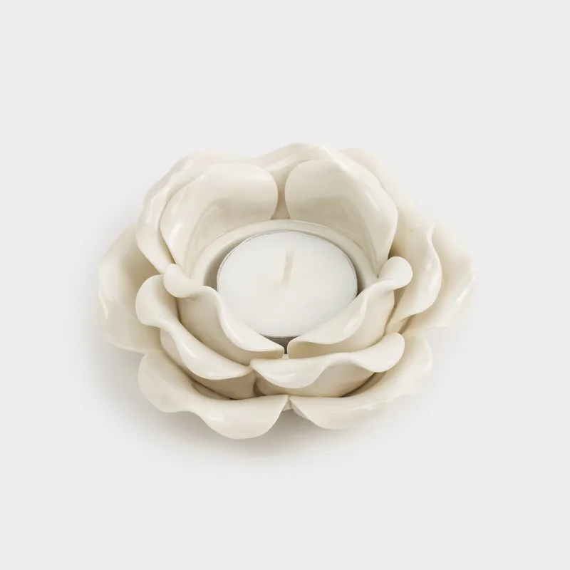 Шам ұстағыш, 9 см, шай шамына арналған, фарфор Р, сүт түстес, Раушан, Rose, image-5