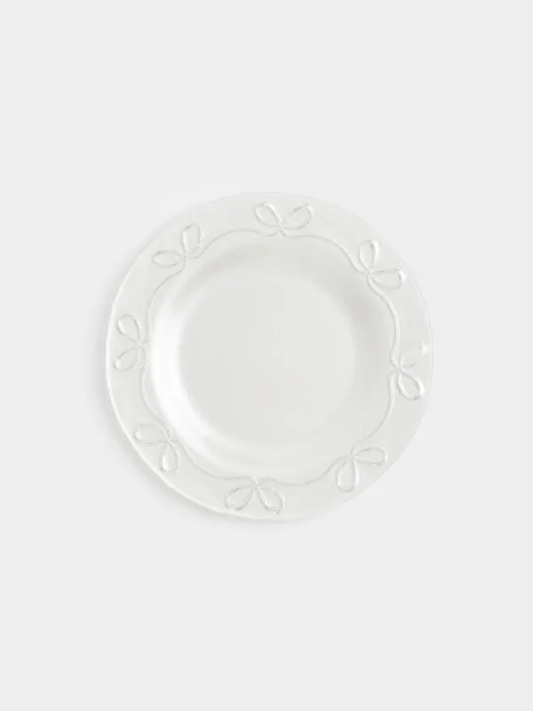 Түскі ас тәрелкесі, 28 см, шыны, ақ, Бантиктер, Bows pattern, image-0