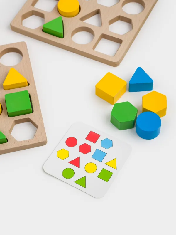 Игрушка-сортер, 65 пр, развивающая, с звонком, дерево/картон, Геометрические фигуры, Game, image-1