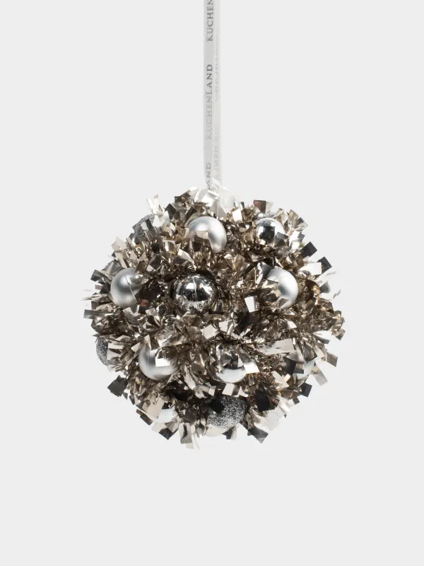 Игрушка елочная, 9 см, мишура/пластик, шампань, Шар с шариками, Tinsel christmas, image-2