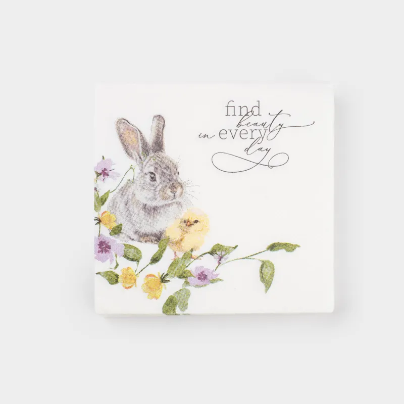 Қағаз майлықтар, 21х21 см, 20 дана, төртбұрышты, ақ, Қоян мен балапан, Flora Easter