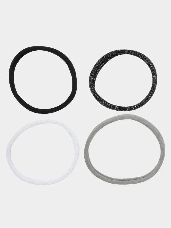 Шаш резеңкесі, 5 см, 8 дана, полиэстер, сұр/ақ/қара, люрекс, Basic, image-0