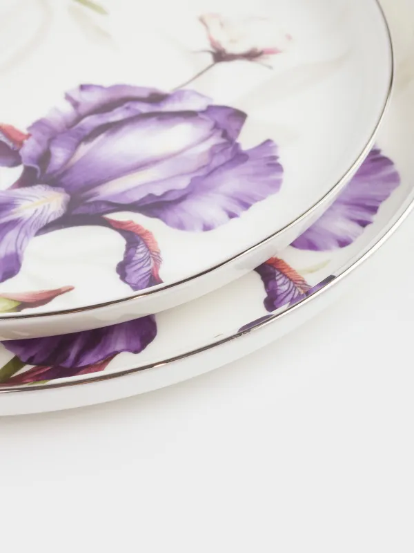 Сервиз обеденный, 6 перс, 19 пр, фарфор F, с серебристым кантом, Ирис, Antarctica Flowers, image-4