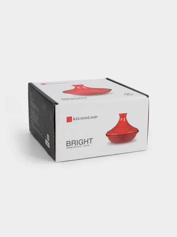 Тегин, 28 см, 2,2 л, қақпағы бар, шойын / керамика, қызыл, жарқын, image-5