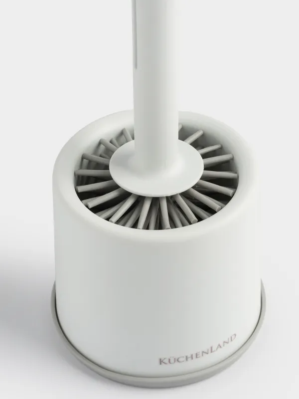 Ерш дәретхана, 41 см, жуғыш зат стендімен және диспенсерімен, резеңке / пластик, сұр-ақ, нұқыңыз, image-1