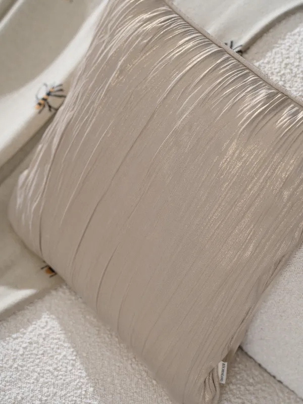 Сәндік жастық, 45х45 см, барқыт, сүтті алтын, Толқындар, Aspect, image-2