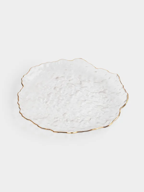 Ыдыс, 26 см, шыны, алтын жиегі бар, Nautilus gold, image-0