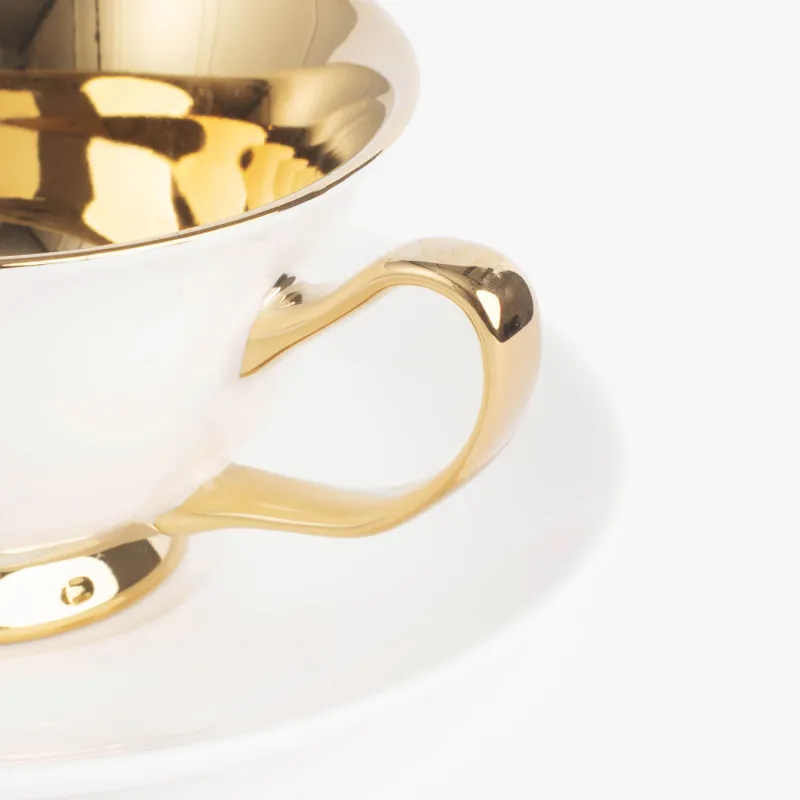 Шай жұбы, 220 мл, 1 адам, 2 зат, фарфор N, алтын-сүт түстес, Elegant gold, image-1