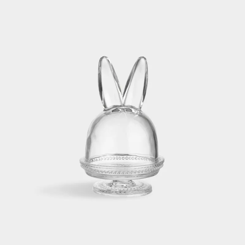 Аяқты ыдыс, 12х19 см, қақпағы бар, шыны, Қоян құлақтары, Lapin