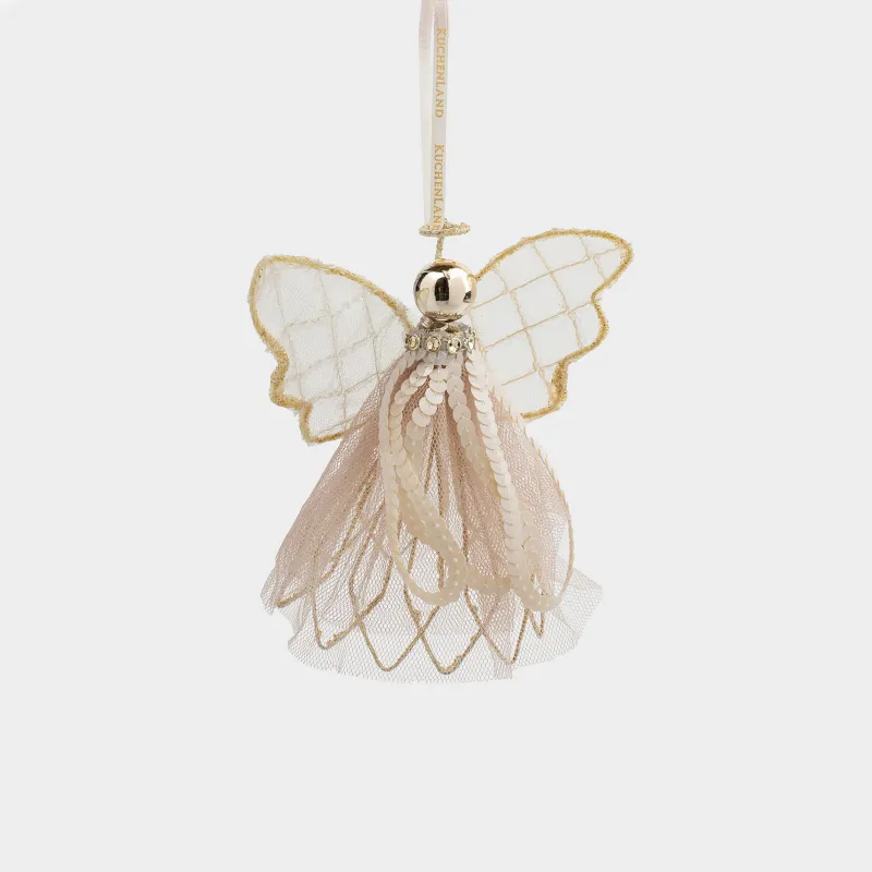 Игрушка елочная, 15 см, металл/пластик, шампань, Ангел, Angel figurine