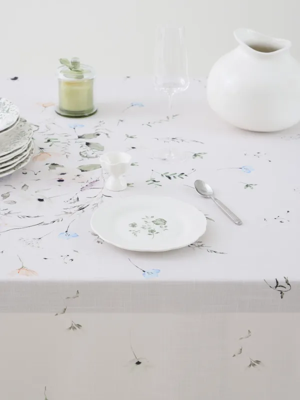 Дастархан, 170х250 см, полиэстер, сүт түстес, Көктемгі гүлдер, Flowery, image-1