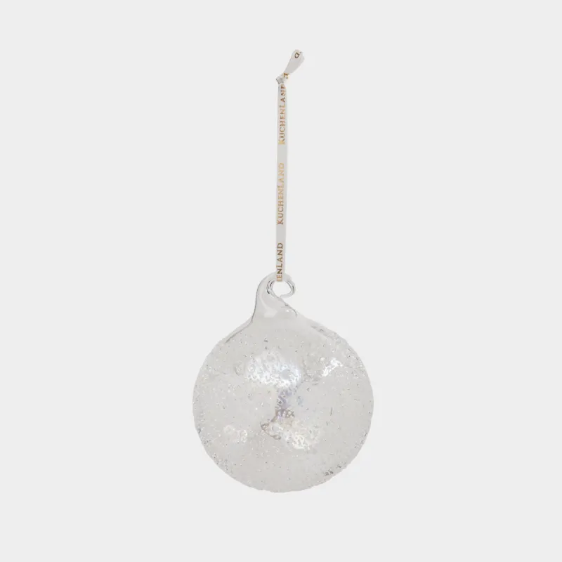 Игрушка елочная, 8 см, стекло, Шар с изморозью, Ball sparkle, image-1