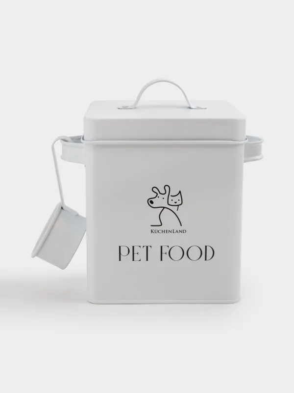 Құрғақ азыққа арналған контейнер, 2,7 л, қасығы бар, металл, сарғыш, Мысық пен Ит, Animals keep, image-0
