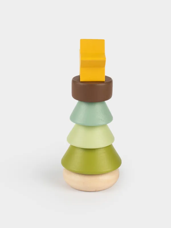 Дамытушы ойыншық, 12 см, 6 зат, ағаш, Шырша пирамидасы, Christmas, image-2