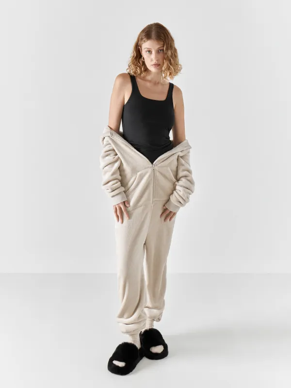 Әйелдер комбинезоны, үйге арналған, өлшемі S, капюшоны бар, флис, сұр, Мысық, Annie, image-7