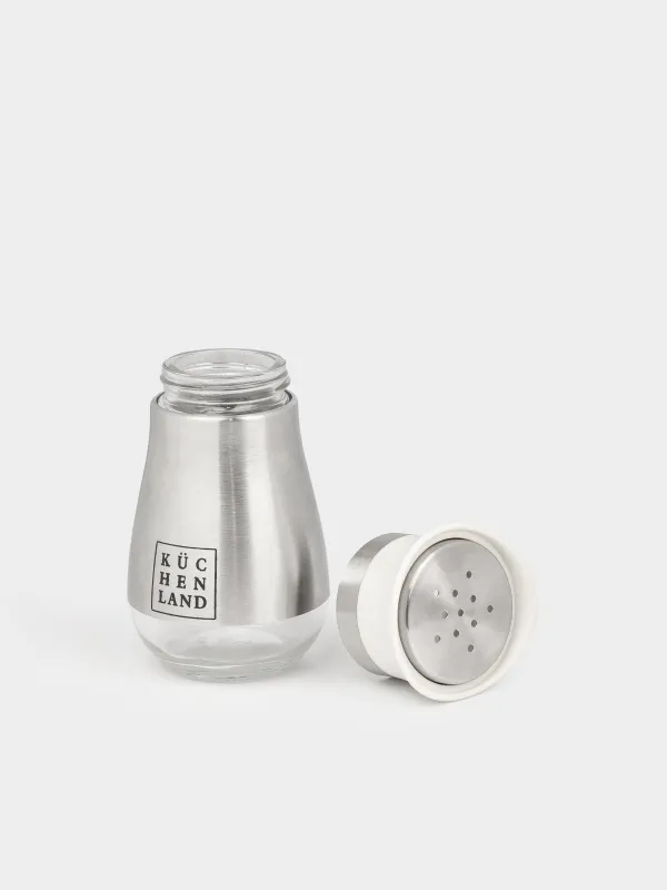 Набор для соли и перца, 16 см, на подставке, сталь/стекло, черный/бежевый, Classic, image-4