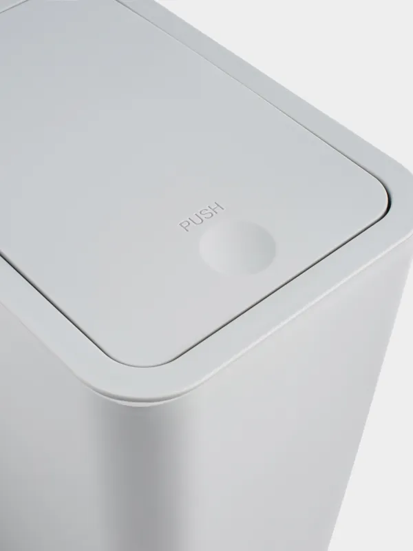 Қоқысқа арналған шелек, 12 л, қақпақты ашуға арналған түймесі бар, пластик, сұр, Push new, image-5