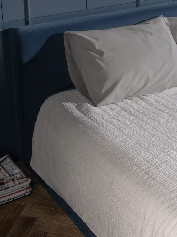 Покрывало, 220х240 см, стеганое, полиэстер/микрофибра, бежево-серое, Полосы, Stitch, image-8