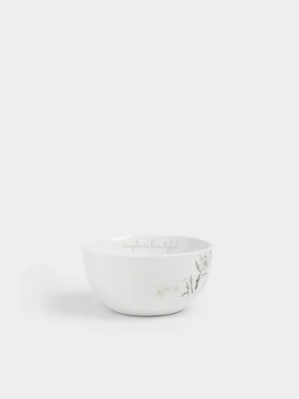 Кесе, 14х8 см, 620 мл, 2 дана, фарфор Р, ақ, Гүлдер мен жапырақтар, Rareness flower, image-1