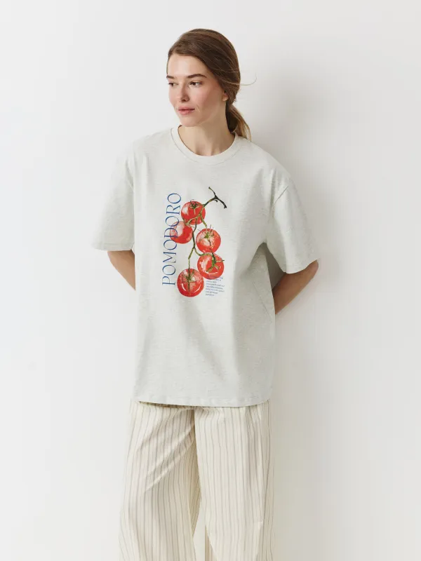 Футболка женская, р. S, хлопок, серый меланж, Pomodoro, Alvida, image-4