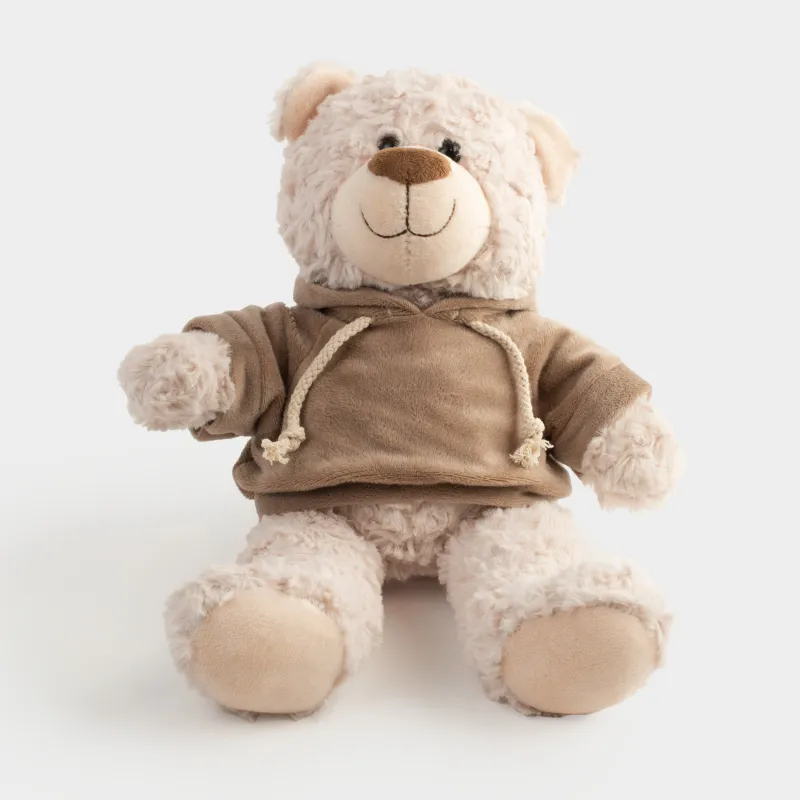 Ойыншық, 35 см, жұмсақ, сүт түстес, Худи киген аю, Bear, image-2